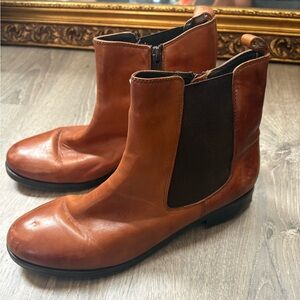 Women's Ankle Chelsea Boot in Cognac Brown Leather
